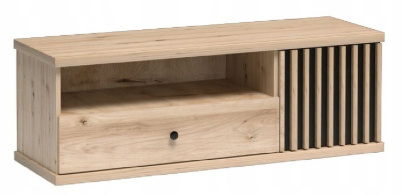 Szafka RTV Furnidea 160 cm dąb artisan czarny lamelowa CALI 1 szt.