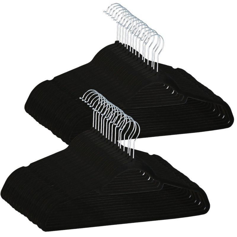 Wieszaki welurowe na ubrania Springos 30 szt. zestaw premium czarny 1 kpl.