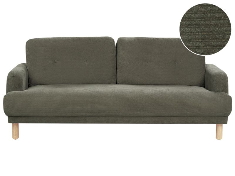 Sofa Tuve Sztruks Ciemnozielony dla 3 osób 1 szt.