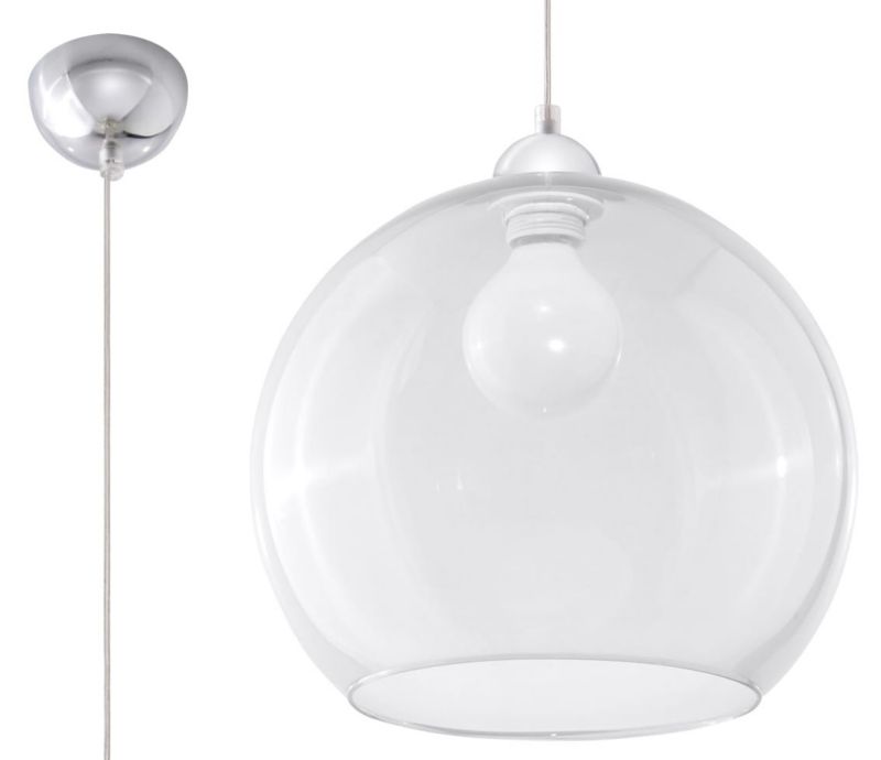 Lampa sufitowa wisząca Sollux Lighting Ball 7478 chromowana-przezroczysty szerokość 30 cm 1xE27 x 60W 1 szt.