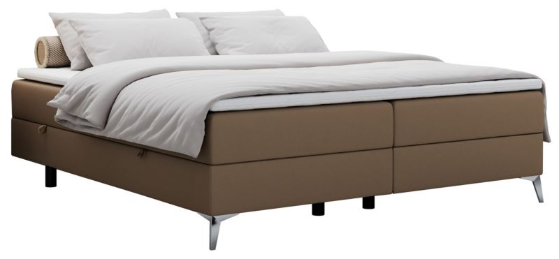 Łóżko kontynentalne MKS Meble LESS 140x200 H4 brązowy ekoskóra 1szt.