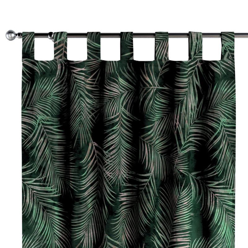 Zasłona na szelkach 1 szt. 130 x 245 cm Dekoria liscie na zielonym tle 1 szt.