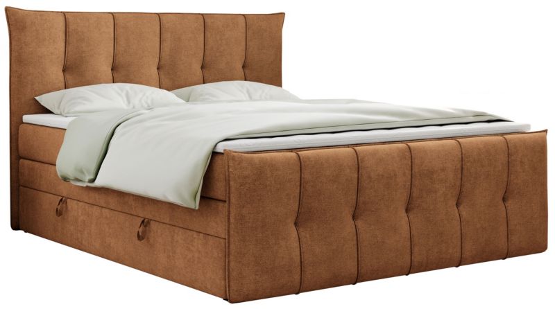 Łóżko kontynentalne MKS Meble PREMIUM 11 KING 200x200 H3 Pomarańczowy struktura 1szt.