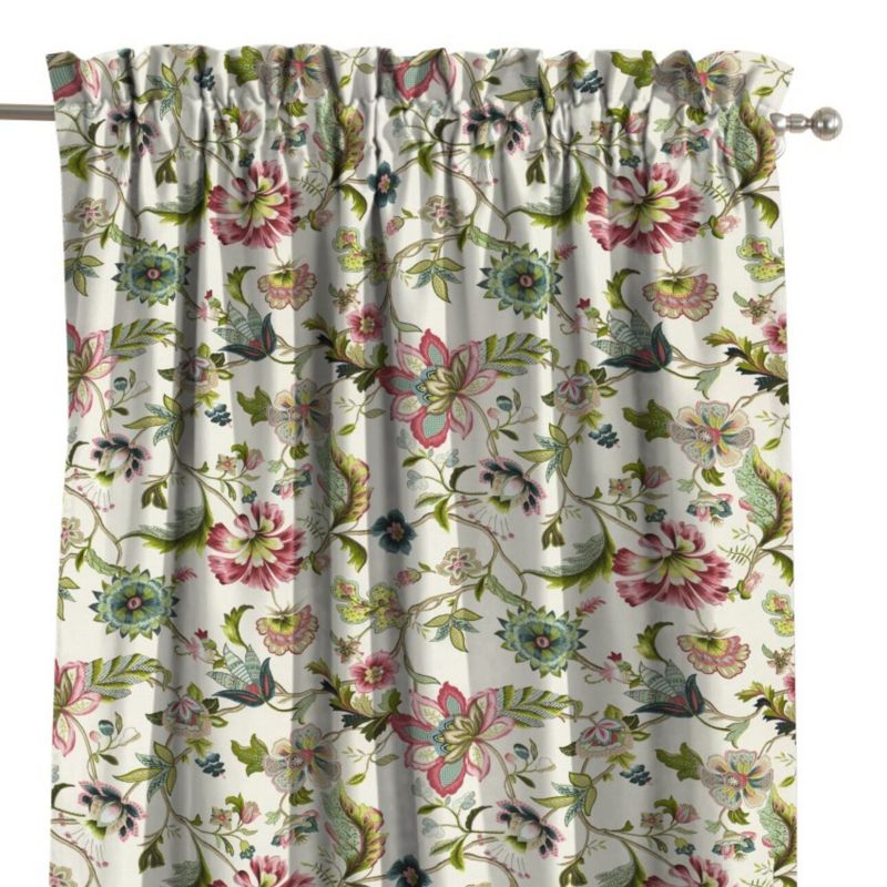 Zasłona na kanale z grzywką 1 szt. 130 x 260 cm Dekoria kolorowe kwiaty na jasnym tle 1 szt.