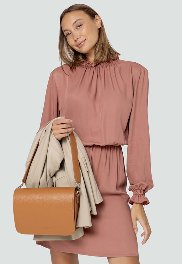 Lillow - Wiskozowa SUKIENKA ESME - herbaciany róż - Materiał wiskoza - Uszyto w Polsce