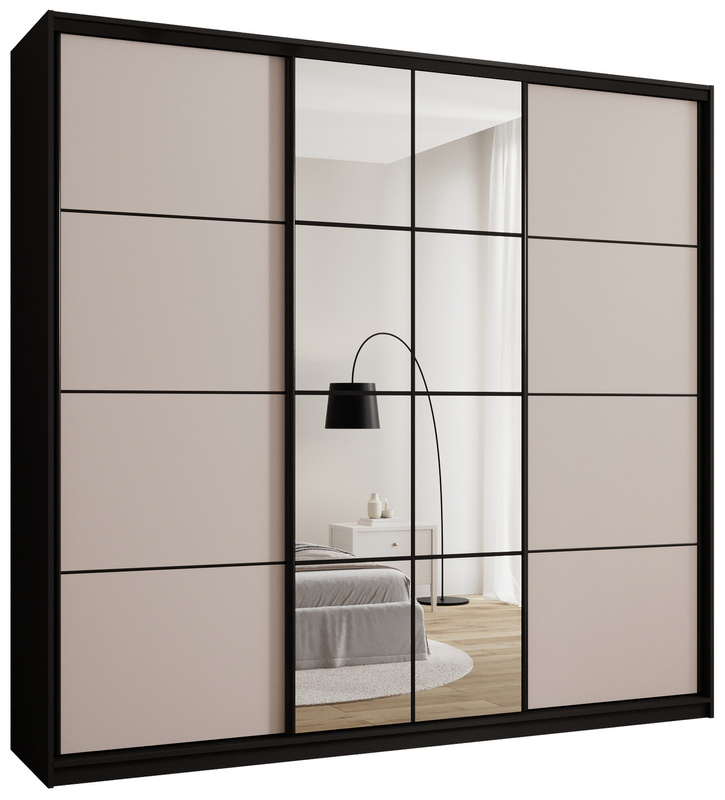 Duża szafa przesuwna 250 cm z lustrem i drążkami EDGE MAX