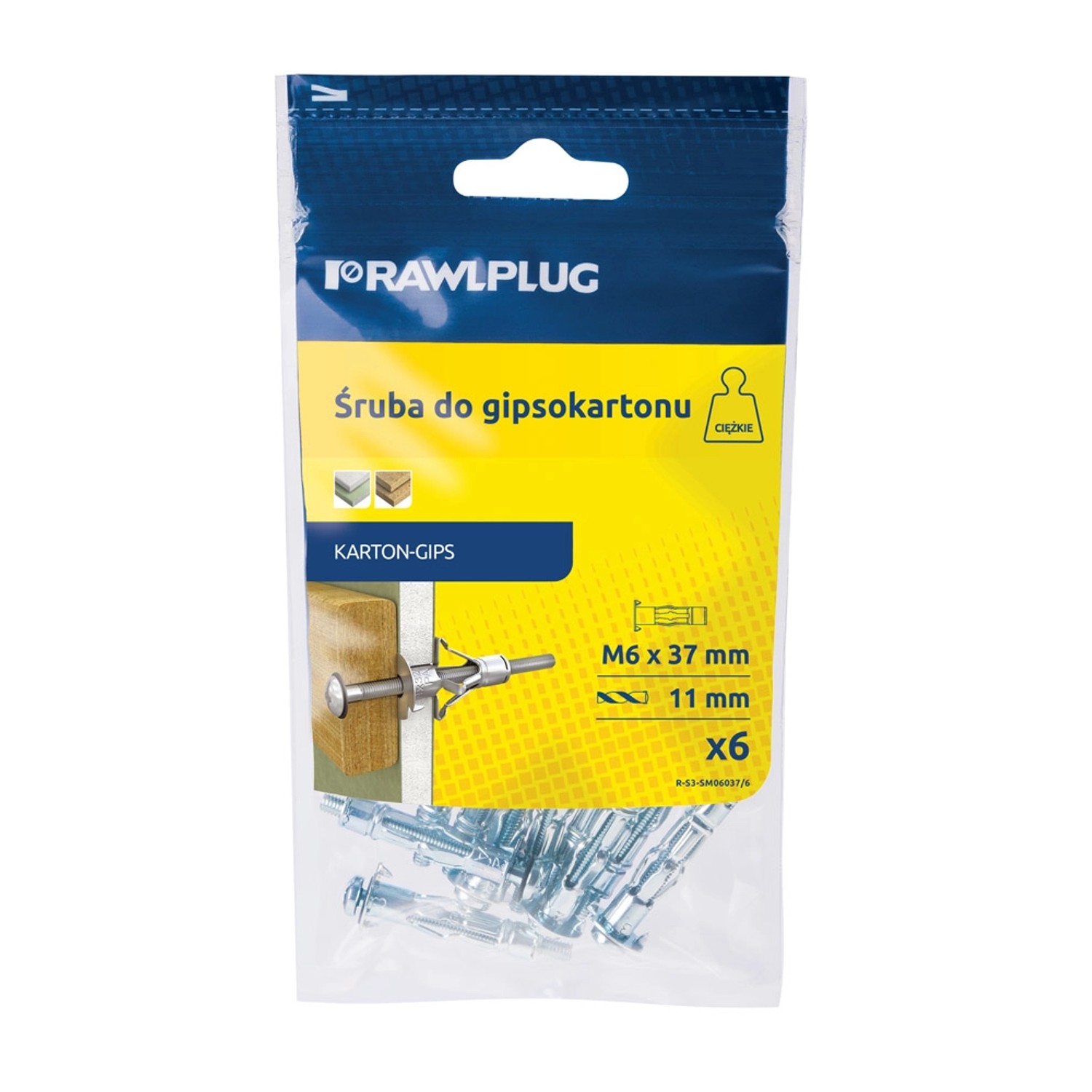Rawlplug Kołek molly 6x37mm wkręt PH 6szt.