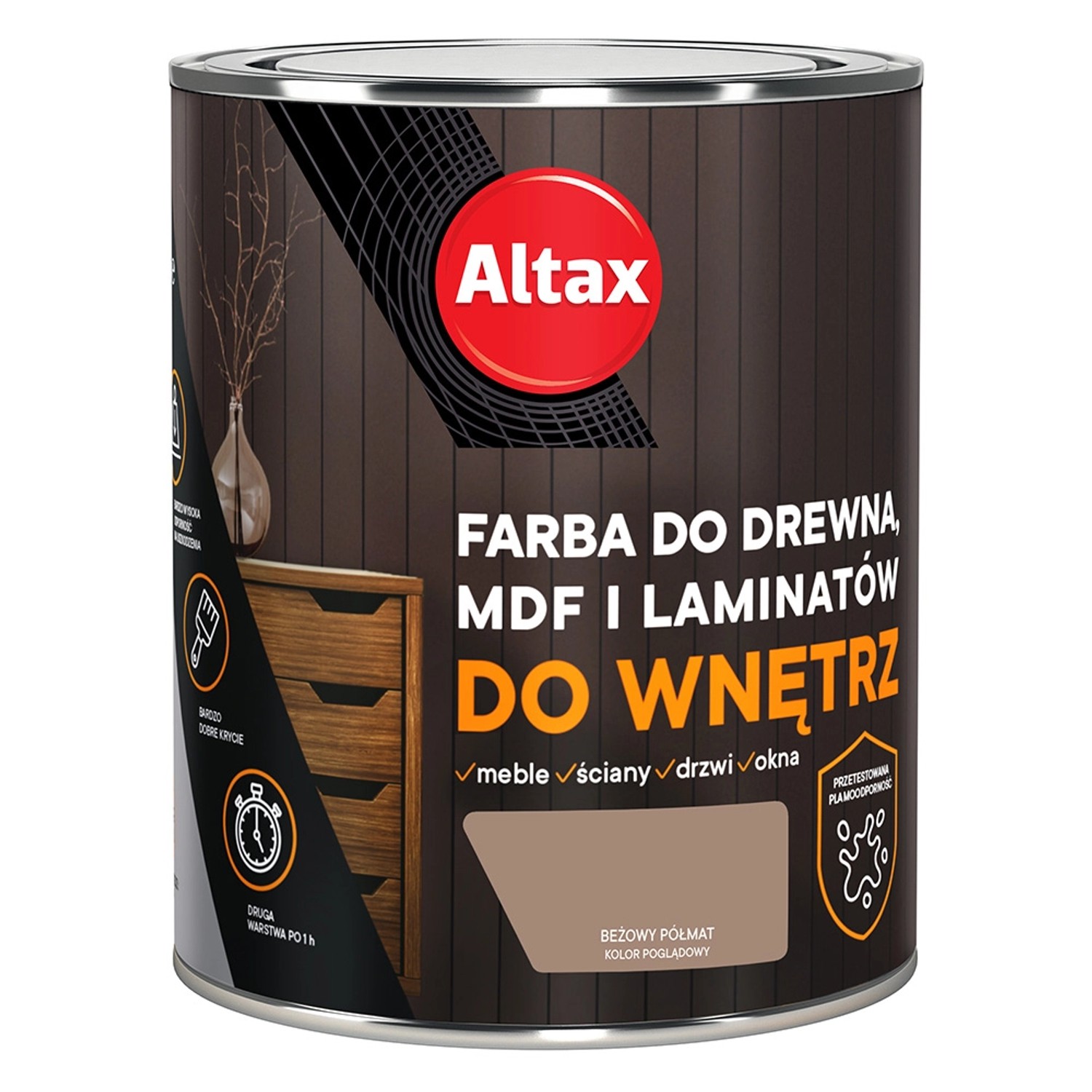 Farba do drewna ALTAX do wnętrz beżowy 750 ml