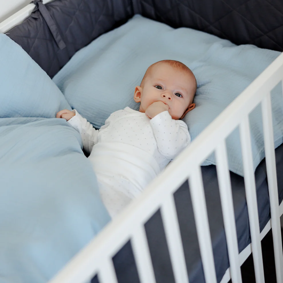 Komplet pościeli muślin kreszowany niebieski 120x90cm AL