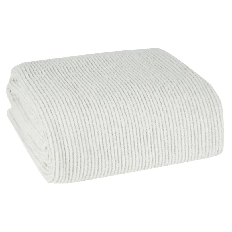 Koc o strukturze waflowej kremowy z bawełny mar - 200x220 cm