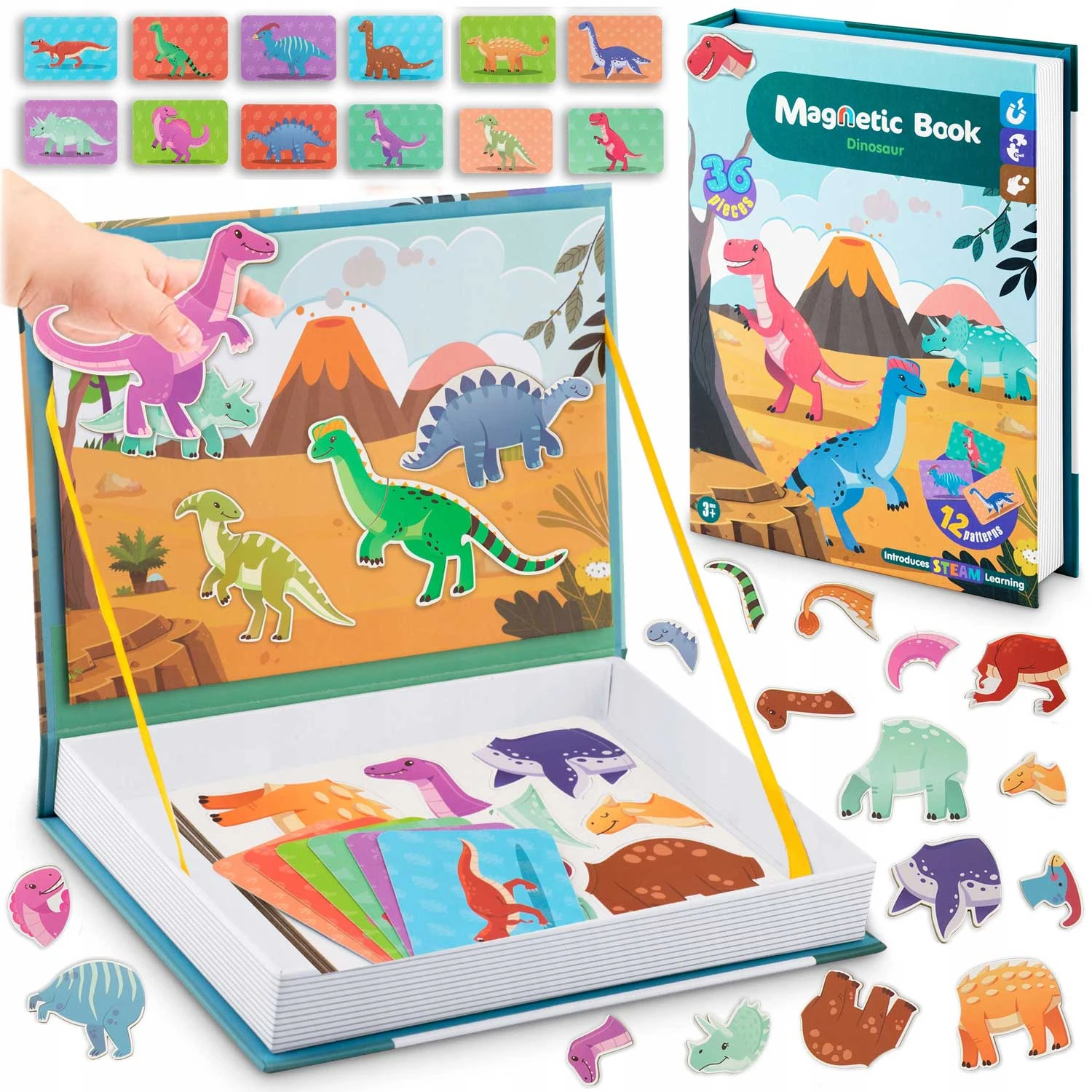 Książka magnetyczna Puzzle Dinozaury JS