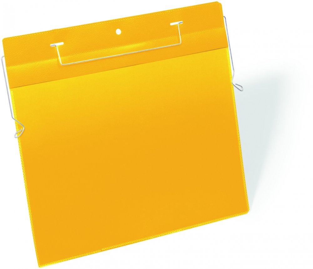 Kieszeń magazynowa Durable, z uchwytami z drutu, A4, pozioma, 50 sztuk, żółty
