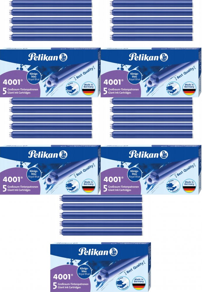 5x Naboje atramentowe długie Pelikan 4001, 5 sztuk, niebieski
