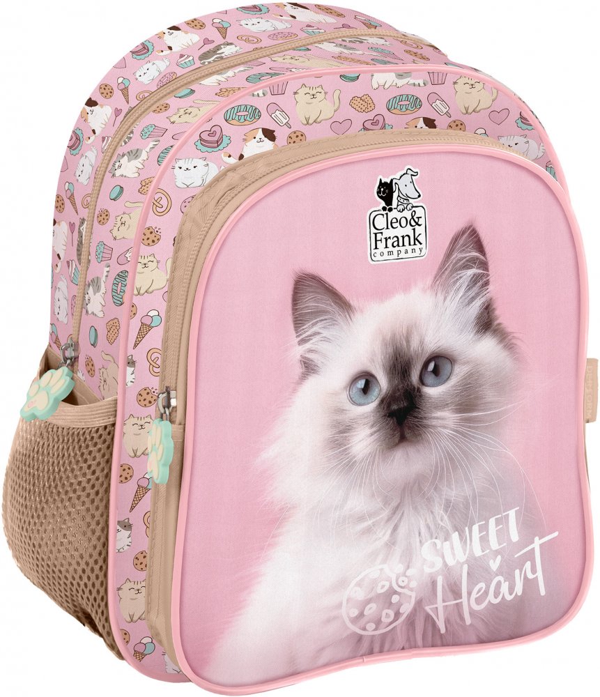 Plecak dla przedszkolaka Cleo&Frank (Kot), 9l, 29x23x14cm różowy