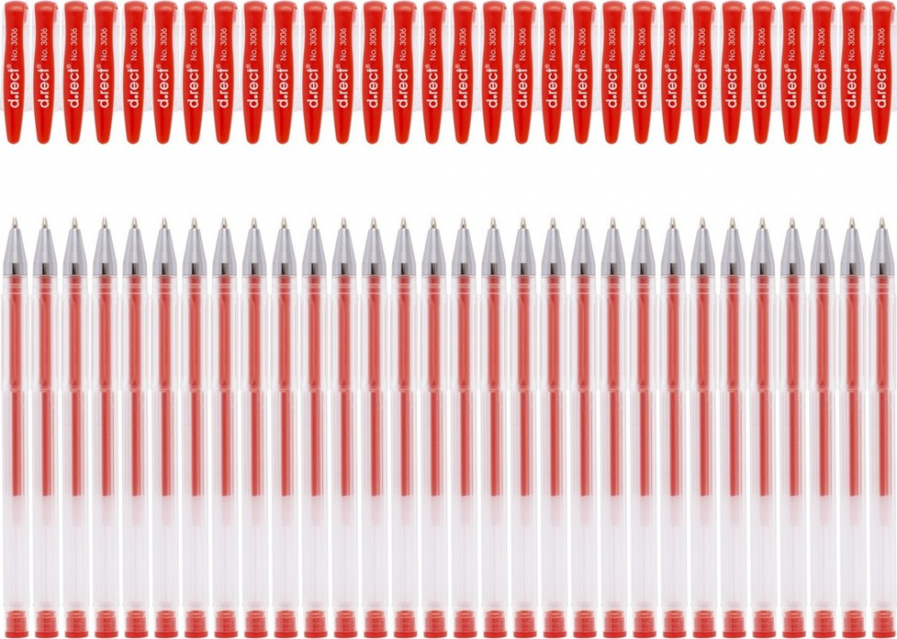 100x Długopis żelowy D.Rect, 3006, 0.5mm czerwone