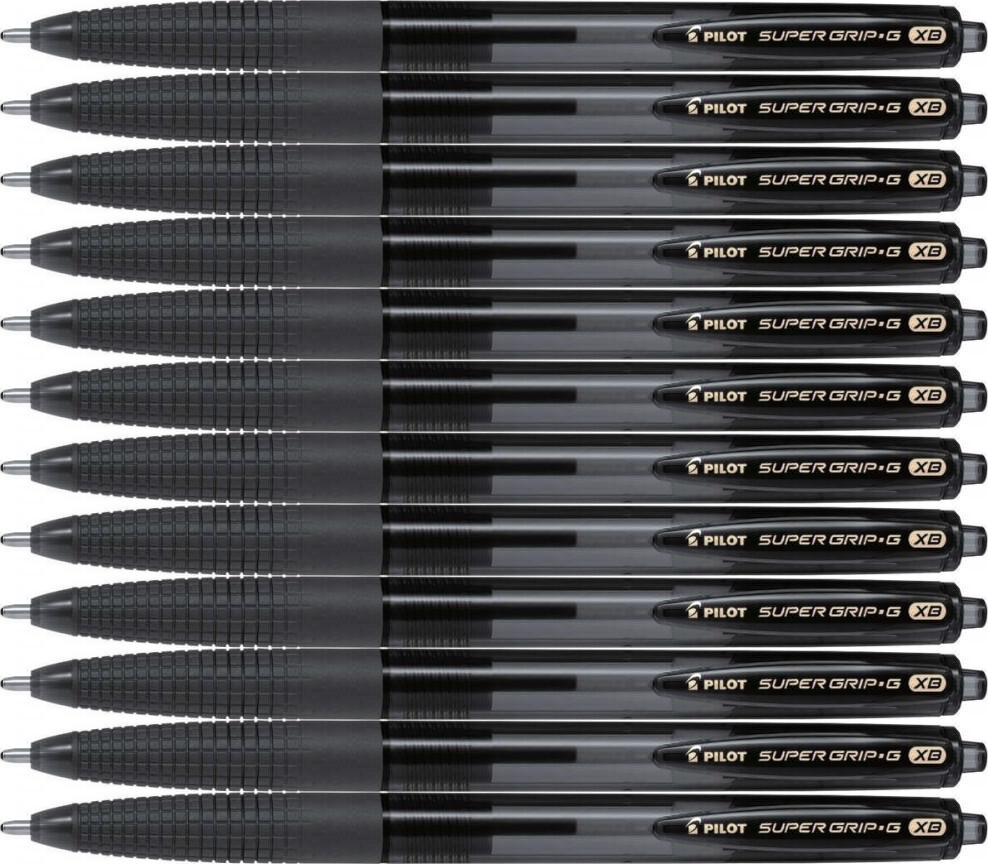 12x Długopis Pilot, Super Grip G, automatyczny, 1.6mm, czarny