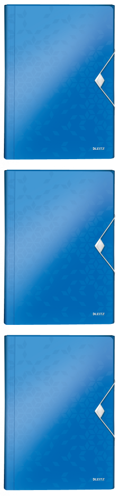 3x Teczka z przegródkami Leitz Wow, A4, 6 przegródek, niebieski