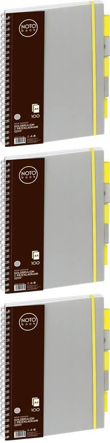 3x Kołonotatnik Grand NOTOBook, A4, w kratkę, 100 kartek, okładka PP, szary