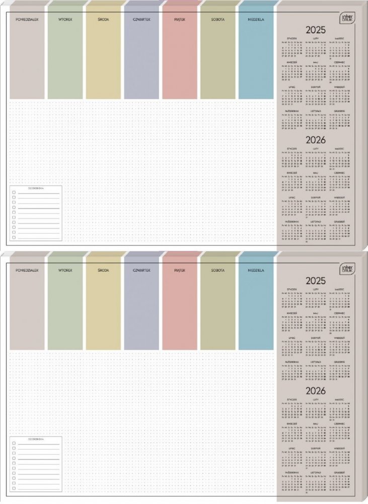 2x Podkładka na biurko Interdruk Colour, z kalendarzem 2025/2026, 590x400mm, 30 kart