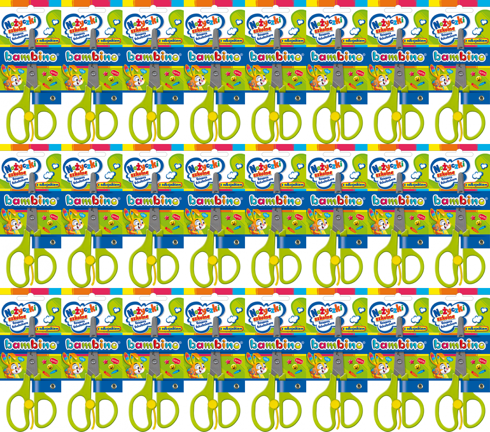 24x Nożyczki dla dzieci Bambino Zwierzaki Uczniaki, z odbojnikiem, mix kolorów