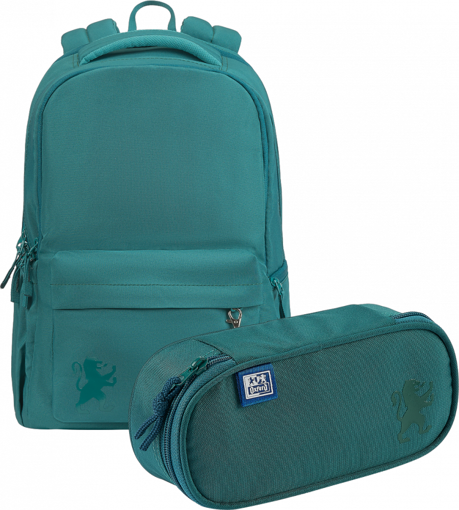 Zestaw: Plecak szkolny + Piórnik z klapką Oxford School, ciemnozielony