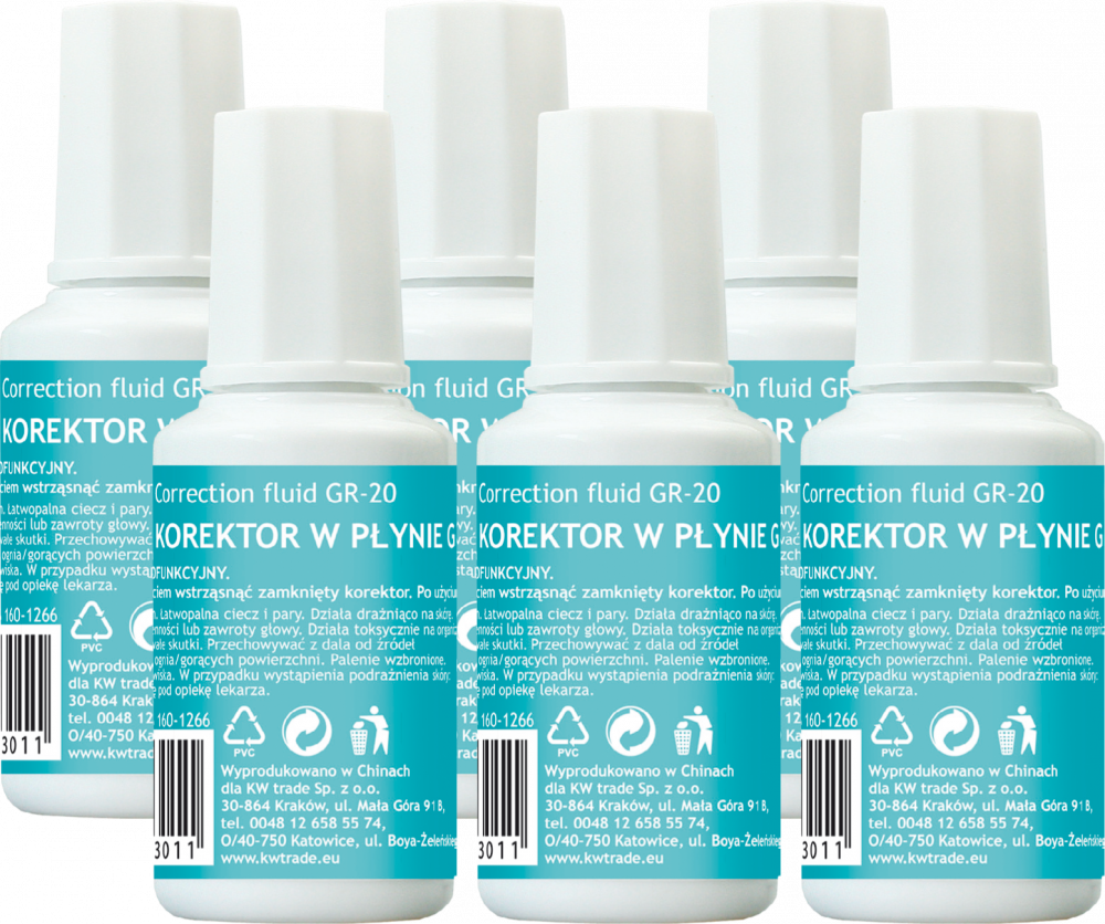 6x Korektor w płynie Grand, z pędzelkiem, 20ml