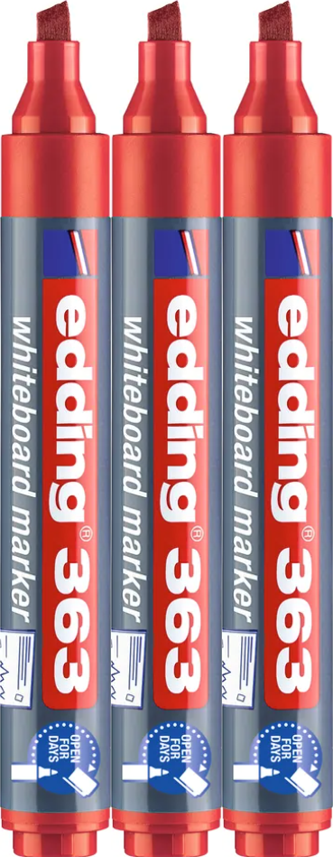 3x Marker suchościeralny edding 363, ścięta czerwony