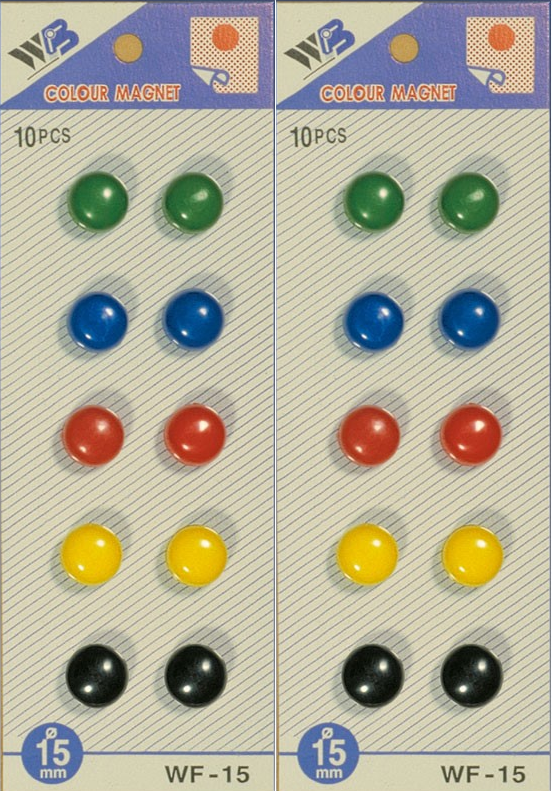 2x Magnesy do tablic 15 mm, 10 sztuk, mix kolorów