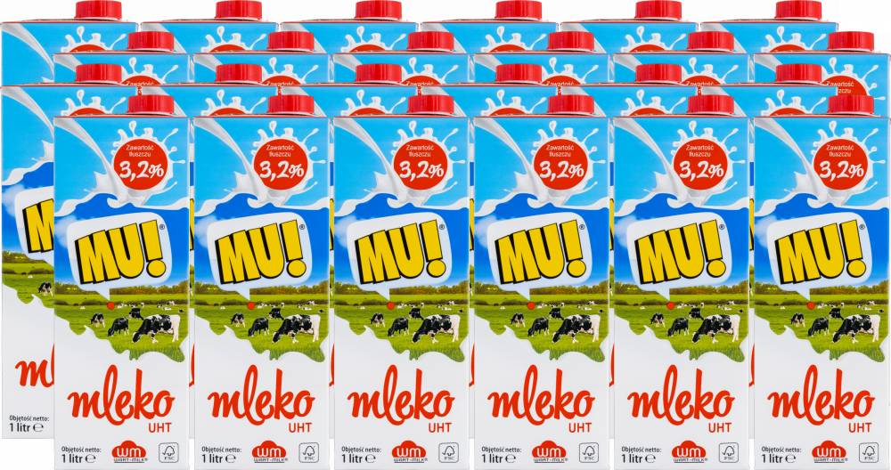 24x Mleko UHT Wart-Milk MU!, 3.2%, 1l