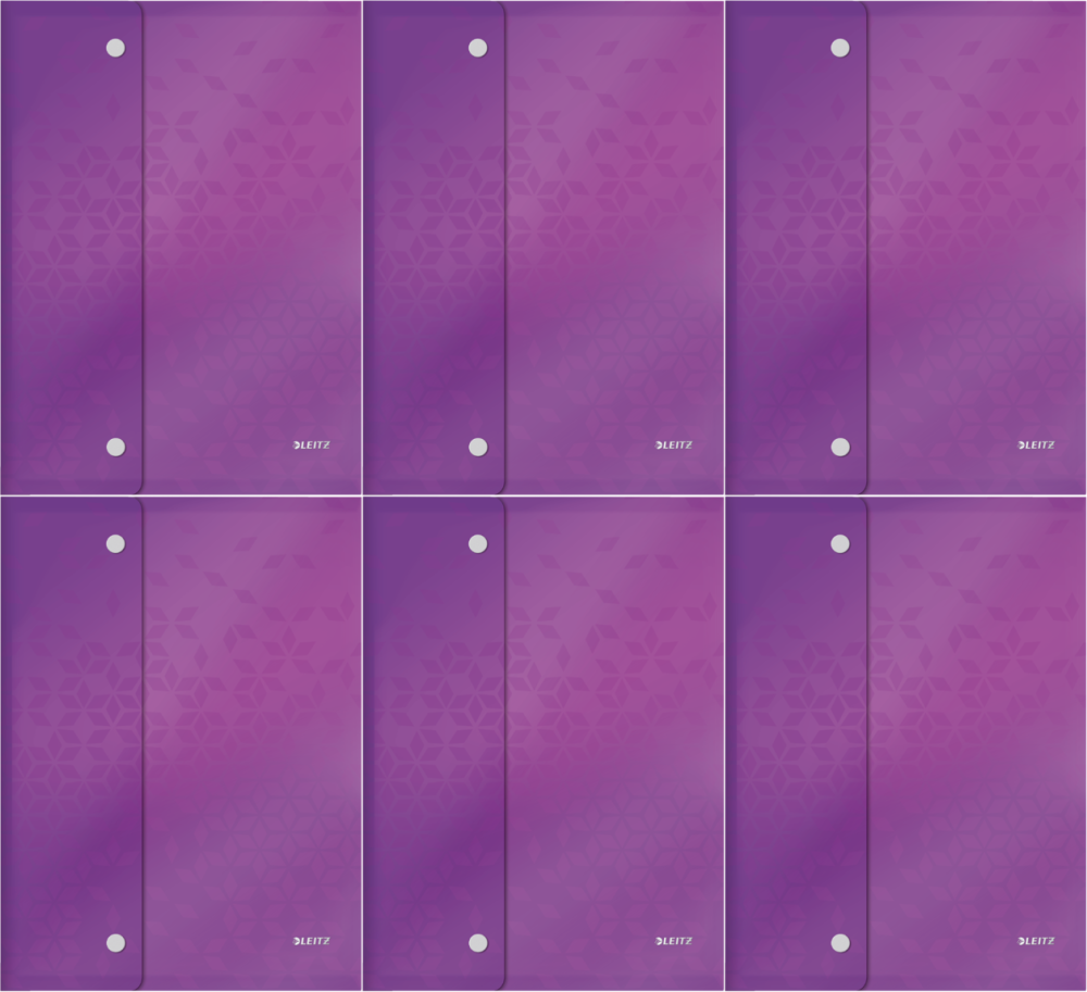 6x Teczka kopertowa Leitz Wow, A4, na zatrzask, mix kolorów