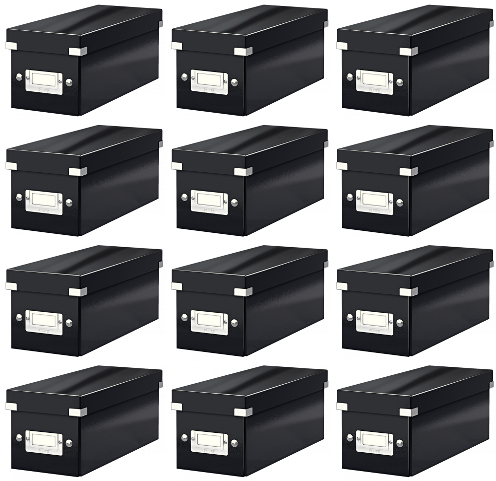 12x Pudełko na płyty CD/DVD Leitz Click&Store Wow, 143x136x352mm, 1 sztuka, czarny