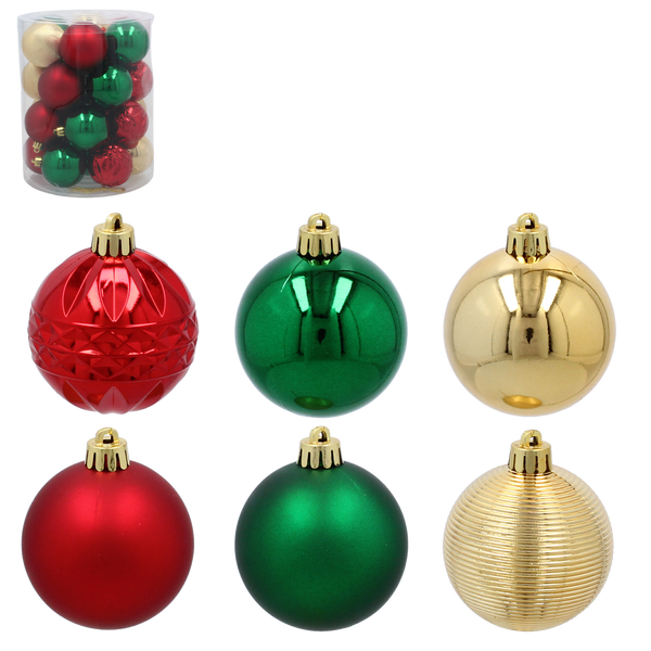 Bombki czerwone/zielone/złote połysk/matowe 26sztuk 6cm