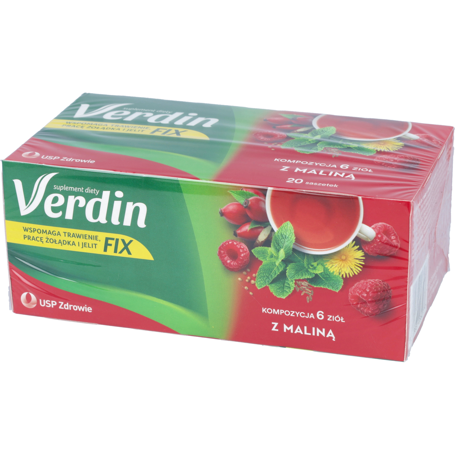 Verdin fix - herbata zioła z maliną, 20 saszetek