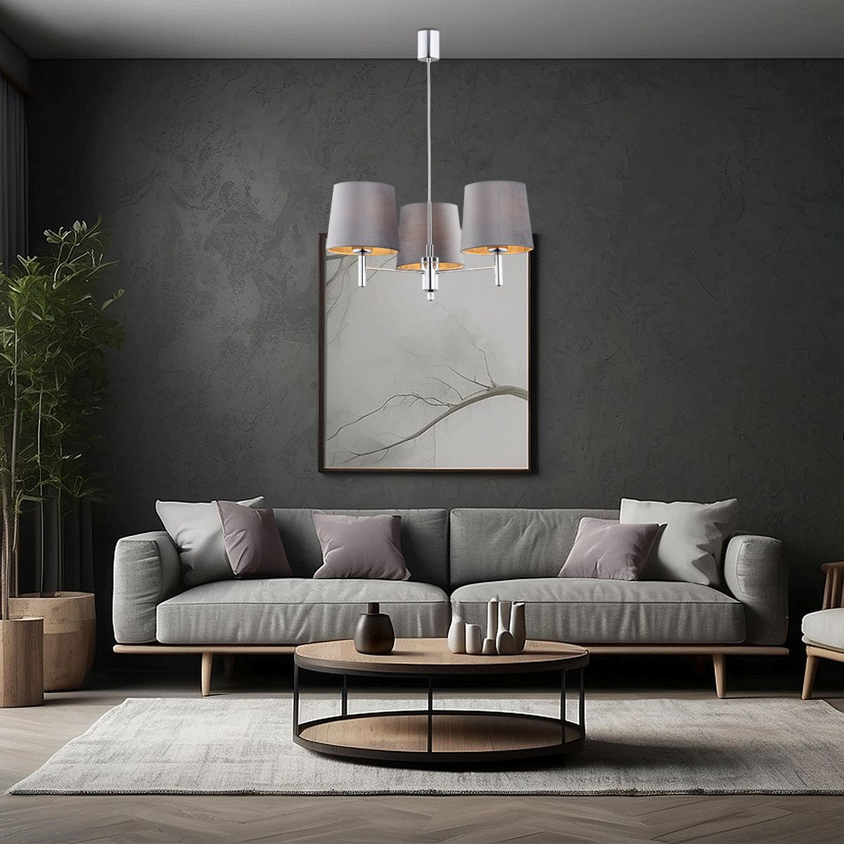 Argon Bolzano Plus lampa podsufitowa 3x15 W chrom-szara 6107