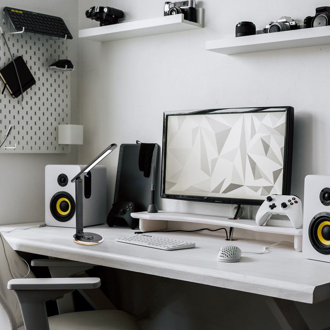 Rabalux Jacey inteligentna lampa biurkowa 1x6 W biała-czarna 74226