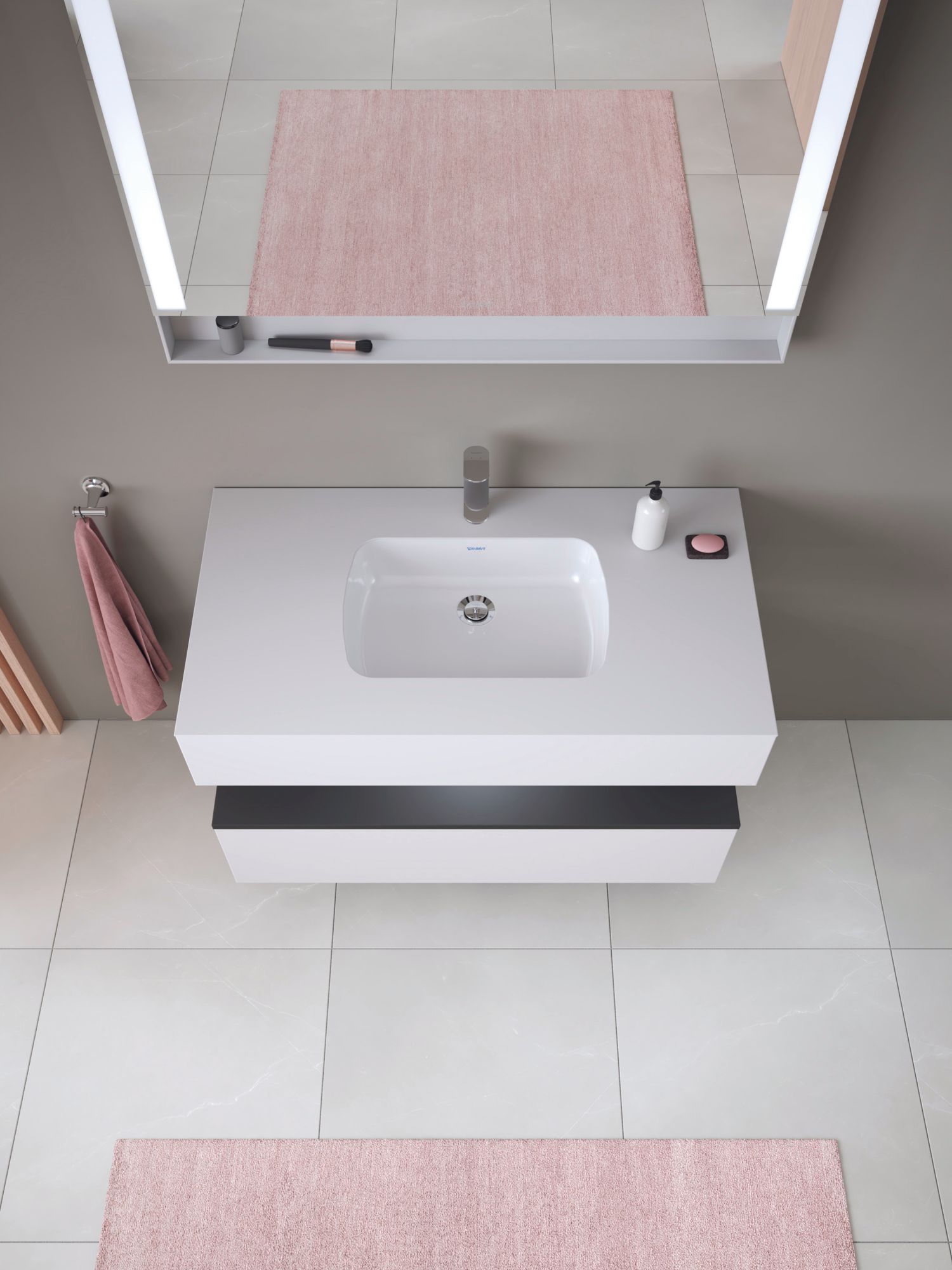 Duravit Qatego umywalka z szafką 100 cm zestaw meblowy biały mat/grafit mat QA4786049180010