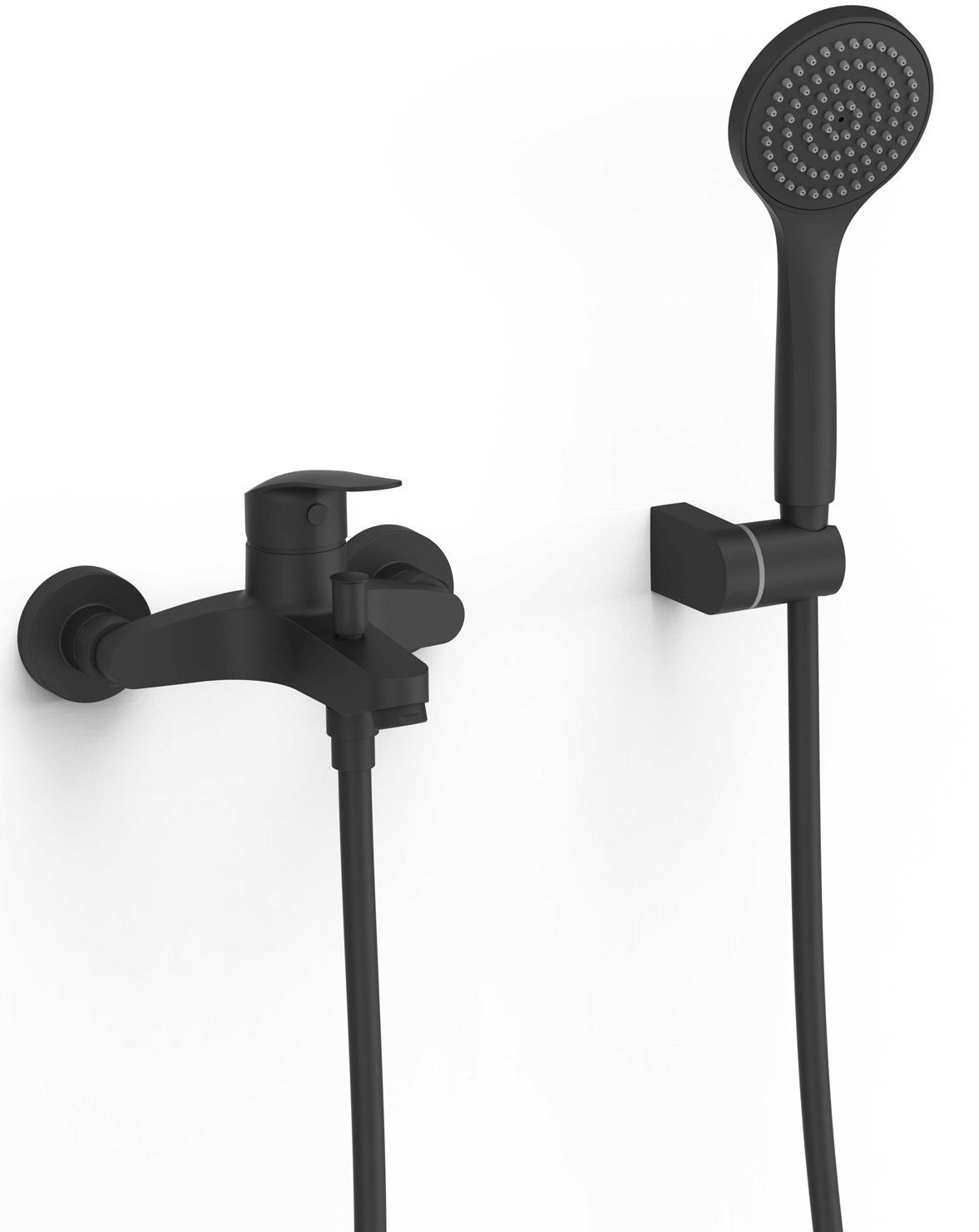 Tres Base Plus bateria wannowo-prysznicowa ścienna czarny mat 21617010NM