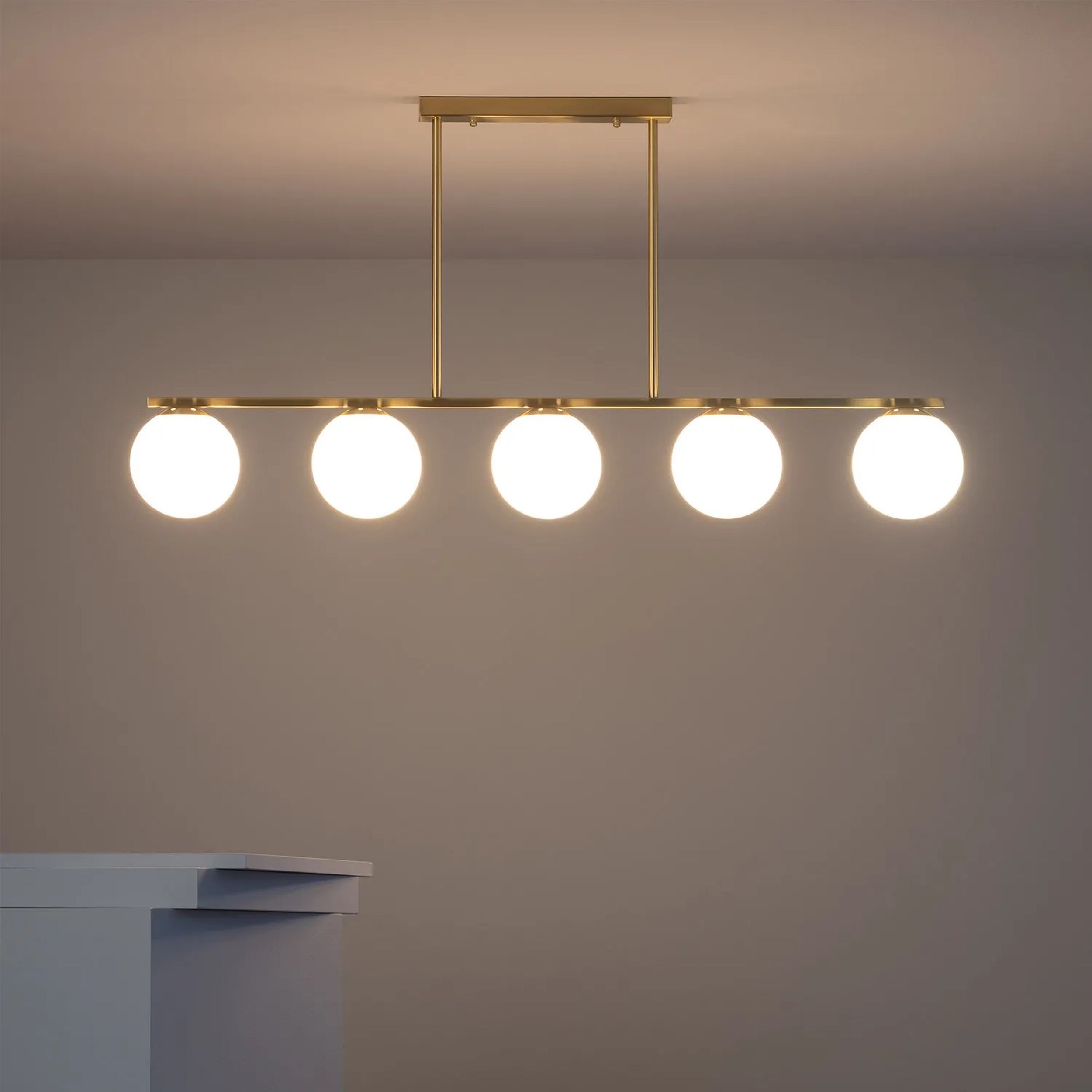 Abruzzo Milano Marche lampa podsufitowa 5x40W złoty/klosz mleczny ABR-LWM-6XE27