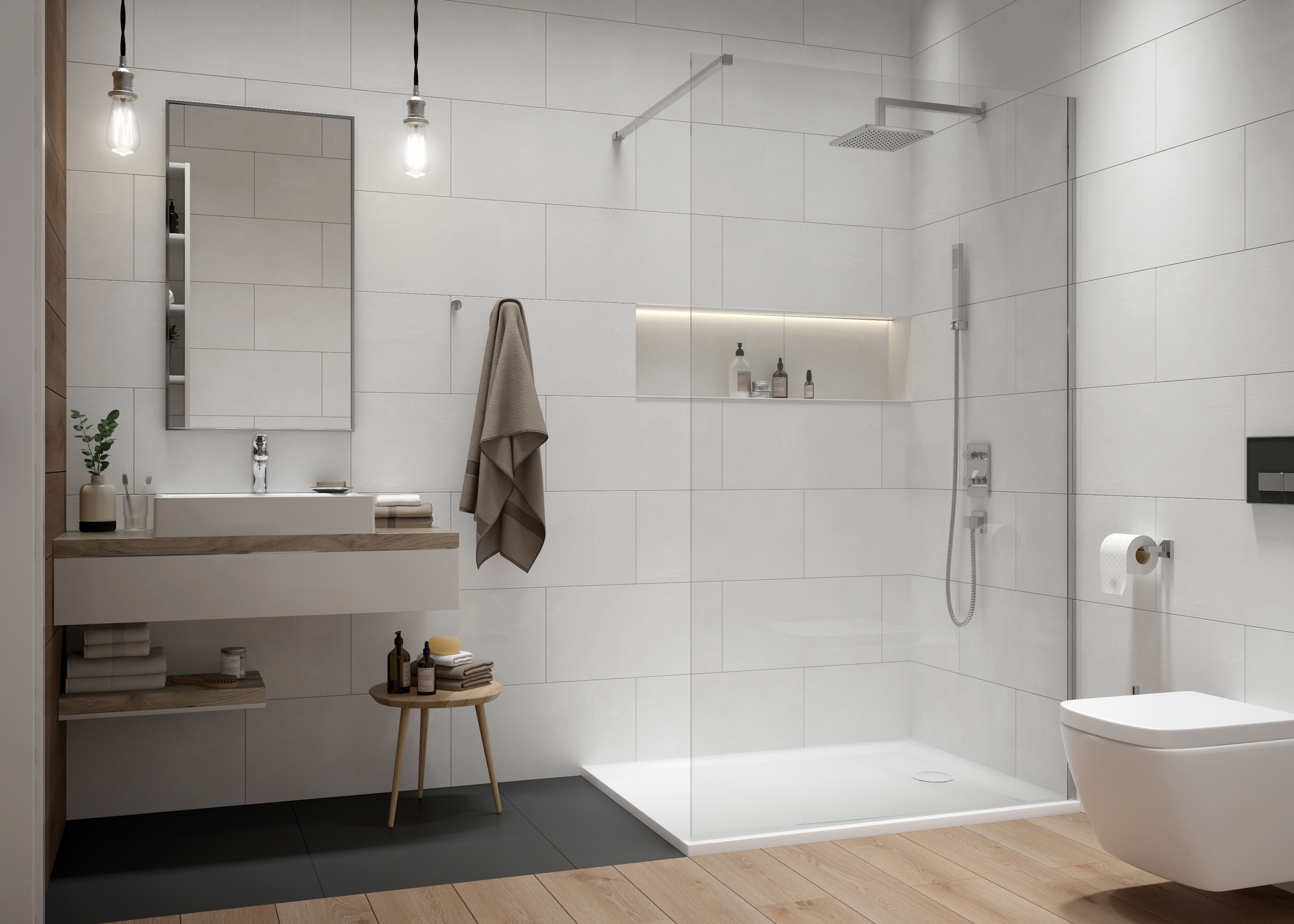 Sanplast Exa Line ścianka prysznicowa walk-in 120 cm srebrny połysk/szkło przezroczyste 600-540-1460-38-401