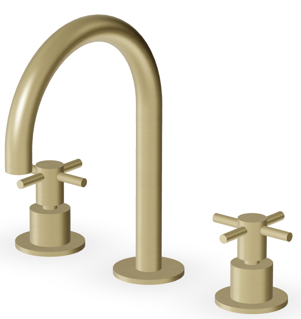 Zucchetti Helm bateria umywalkowa stojąca 3-otworowa brytyjskie złoto szczotkowane ZHM515.XP31