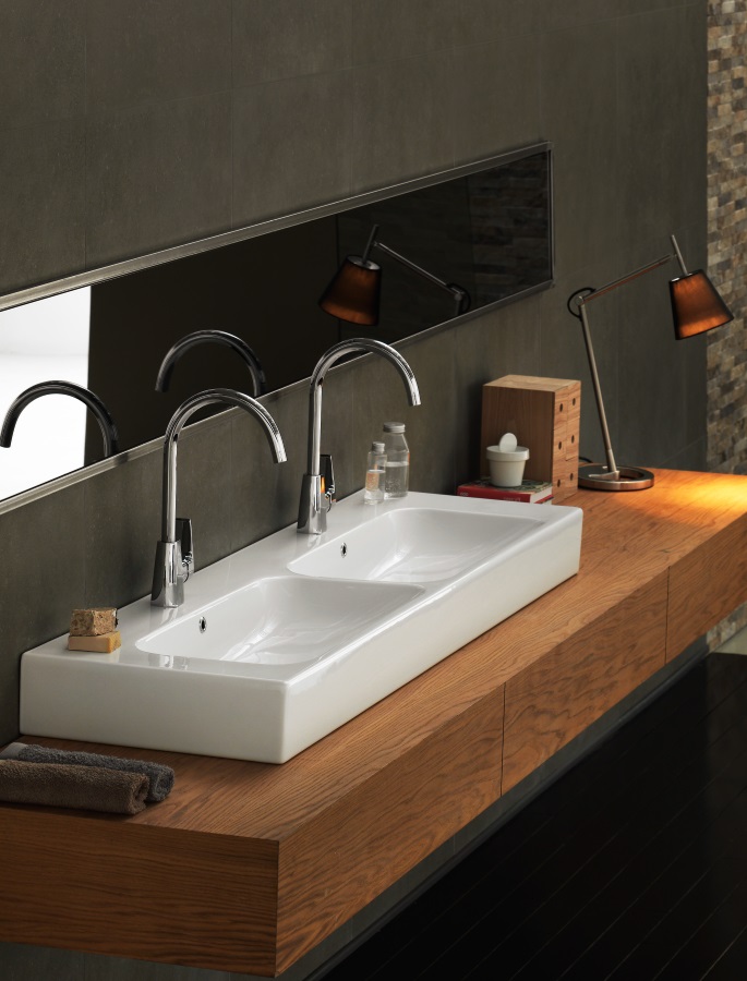 CeraStyle Pinto umywalka 150 cm meblowa prostokątna podwójna biała 080900-u