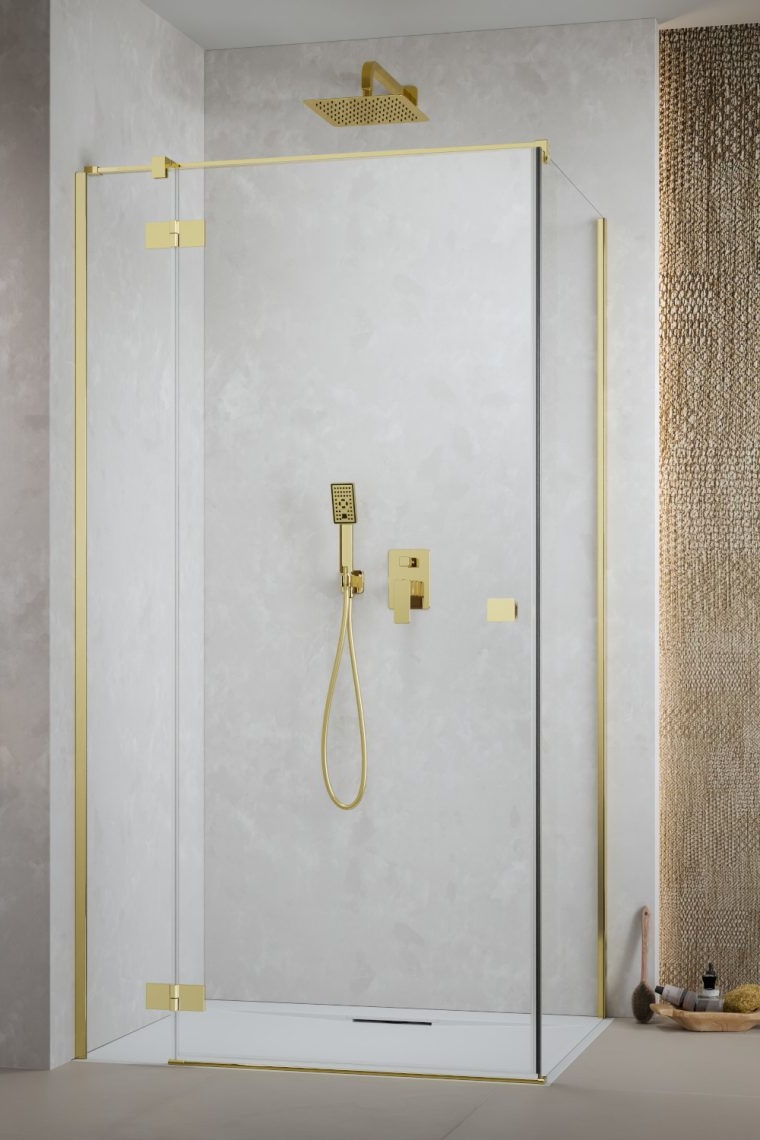 Radaway Essenza 8 Gold KDJ ścianka prysznicowa 23,7 cm złoty połysk/szkło przezroczyste 10470237-09-01L