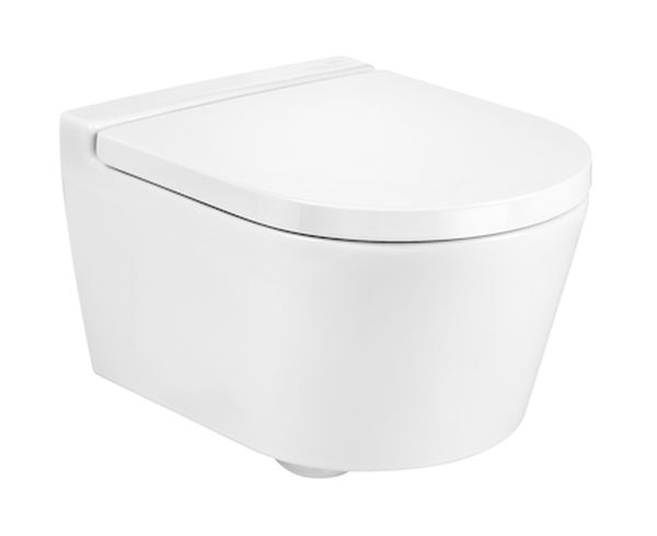 Zestaw Roca Inspira Compacto miska WC wisząca Rimless z deską wolnoopadającą biała (A346528000, A80152C00B) - Wysyłka w 24h