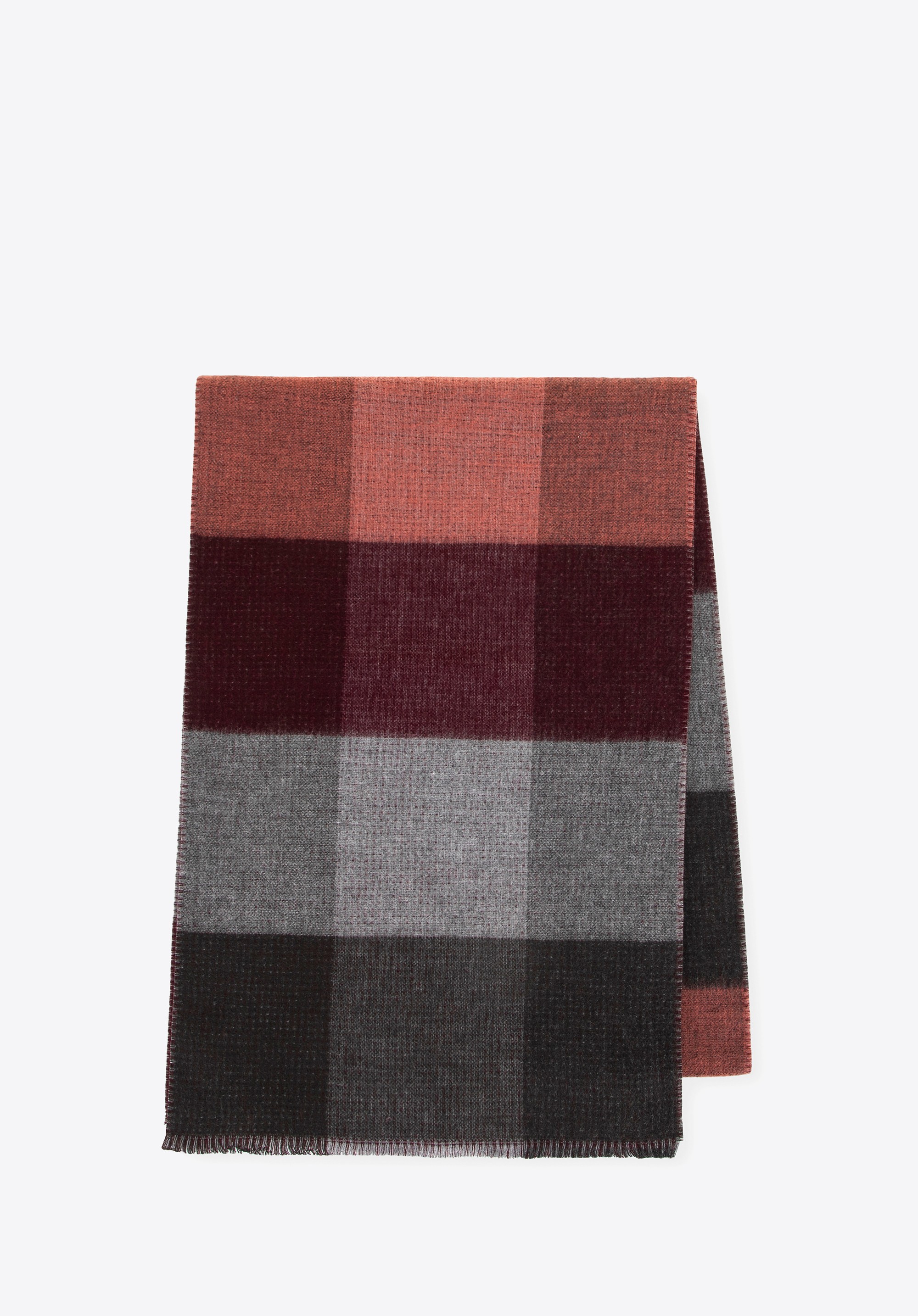 Męski szal w kratę bordowo - szary