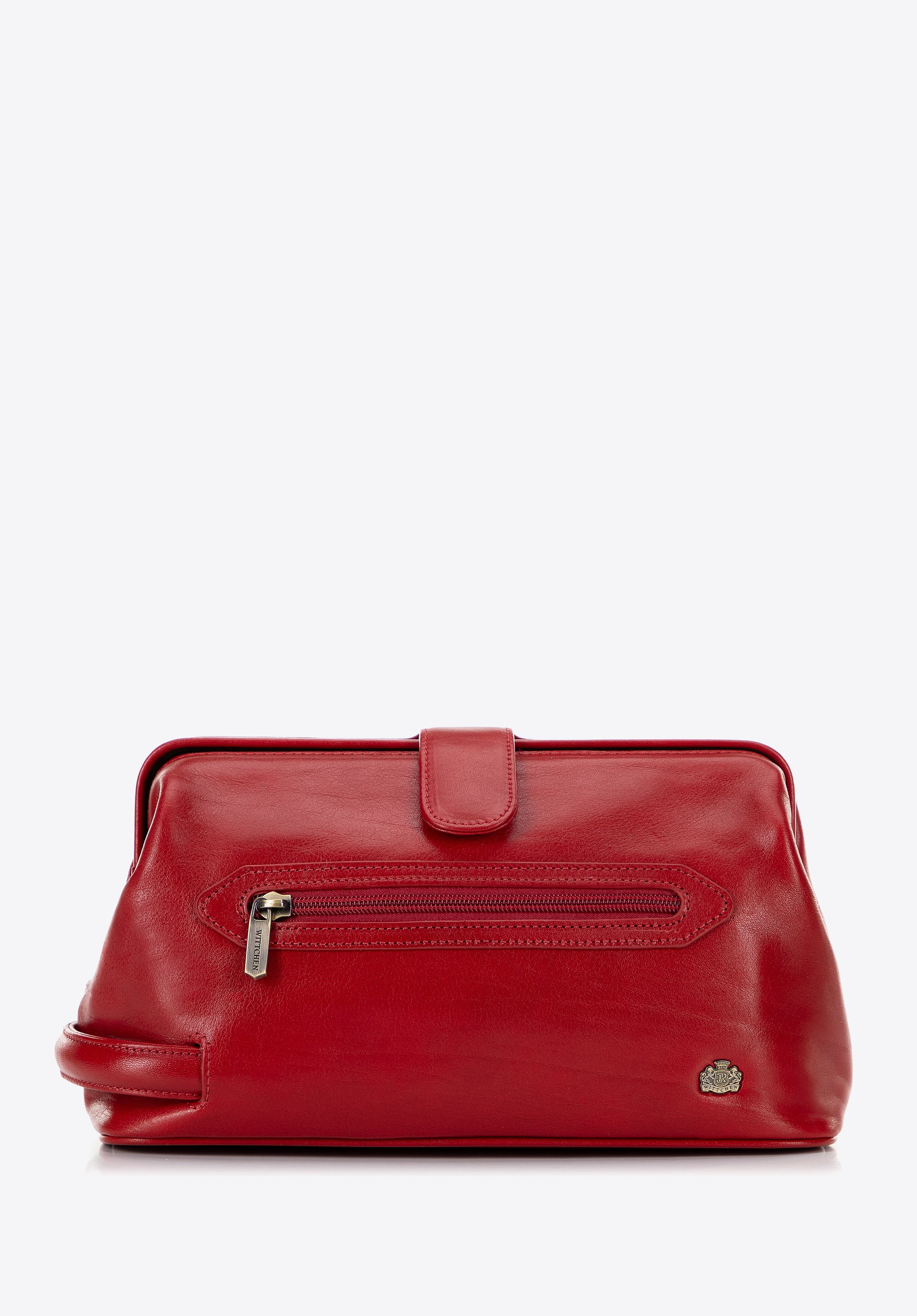 Kosmetyczka ze skóry składana czerwona