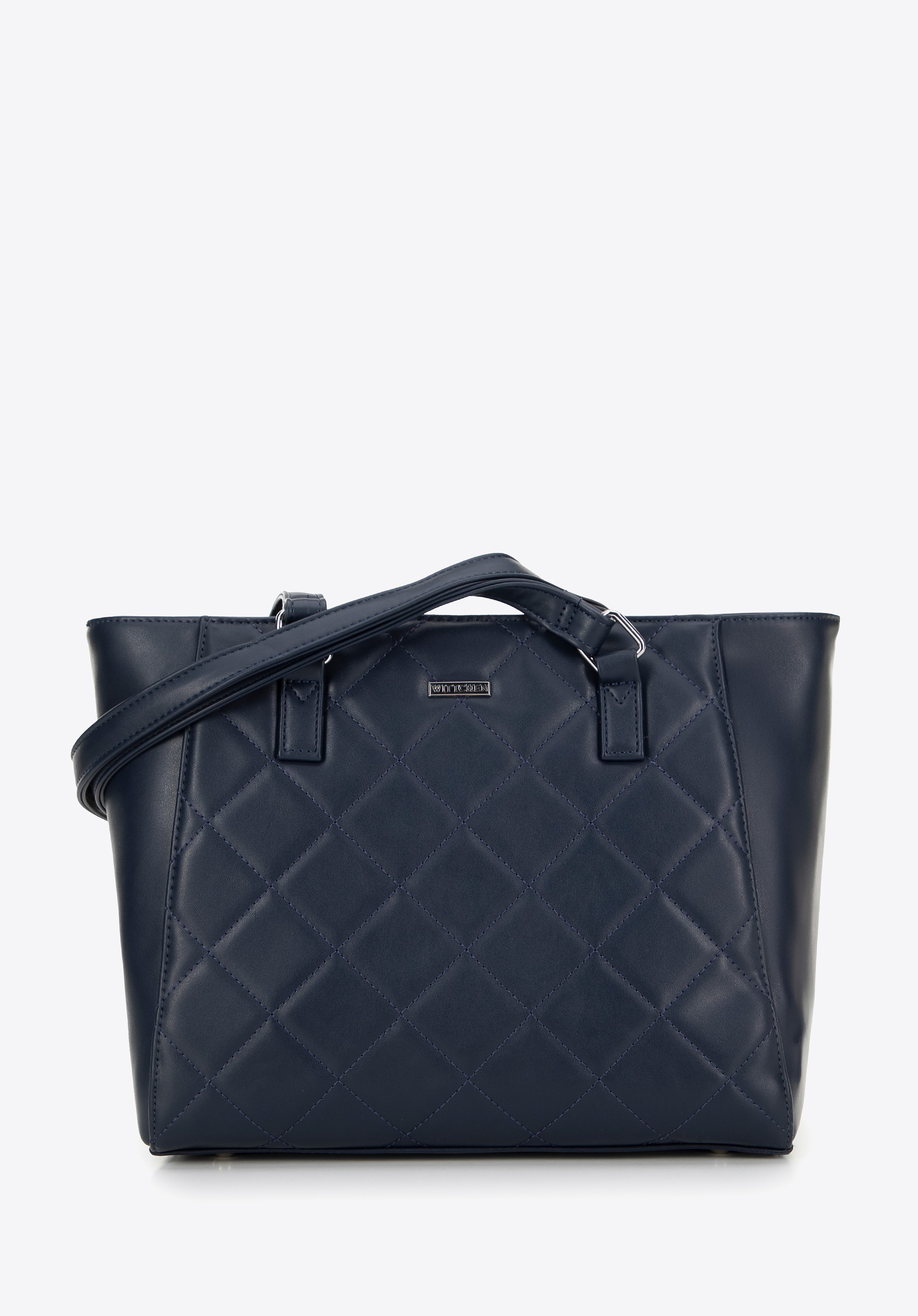 Shopperka z ekoskóry w pikowanie granatowa