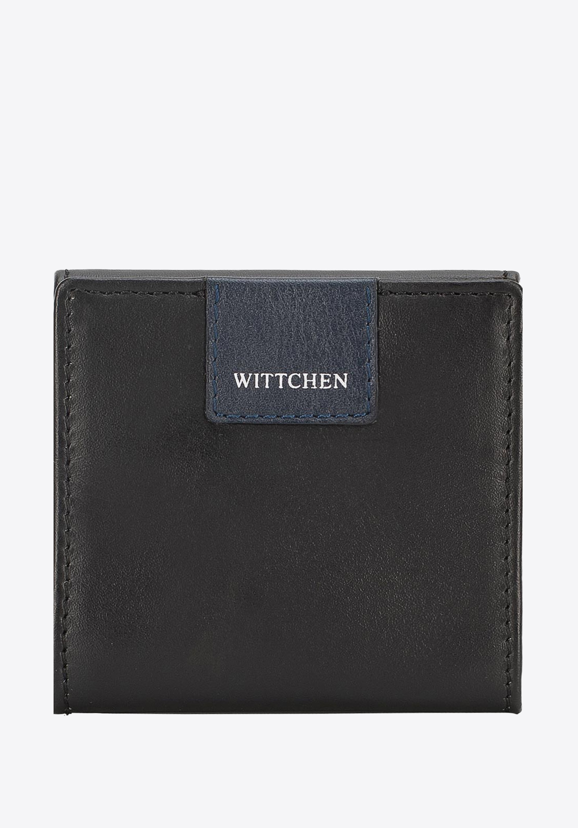 Bilonówka skórzana z naszywką z logo czarno-granatowa