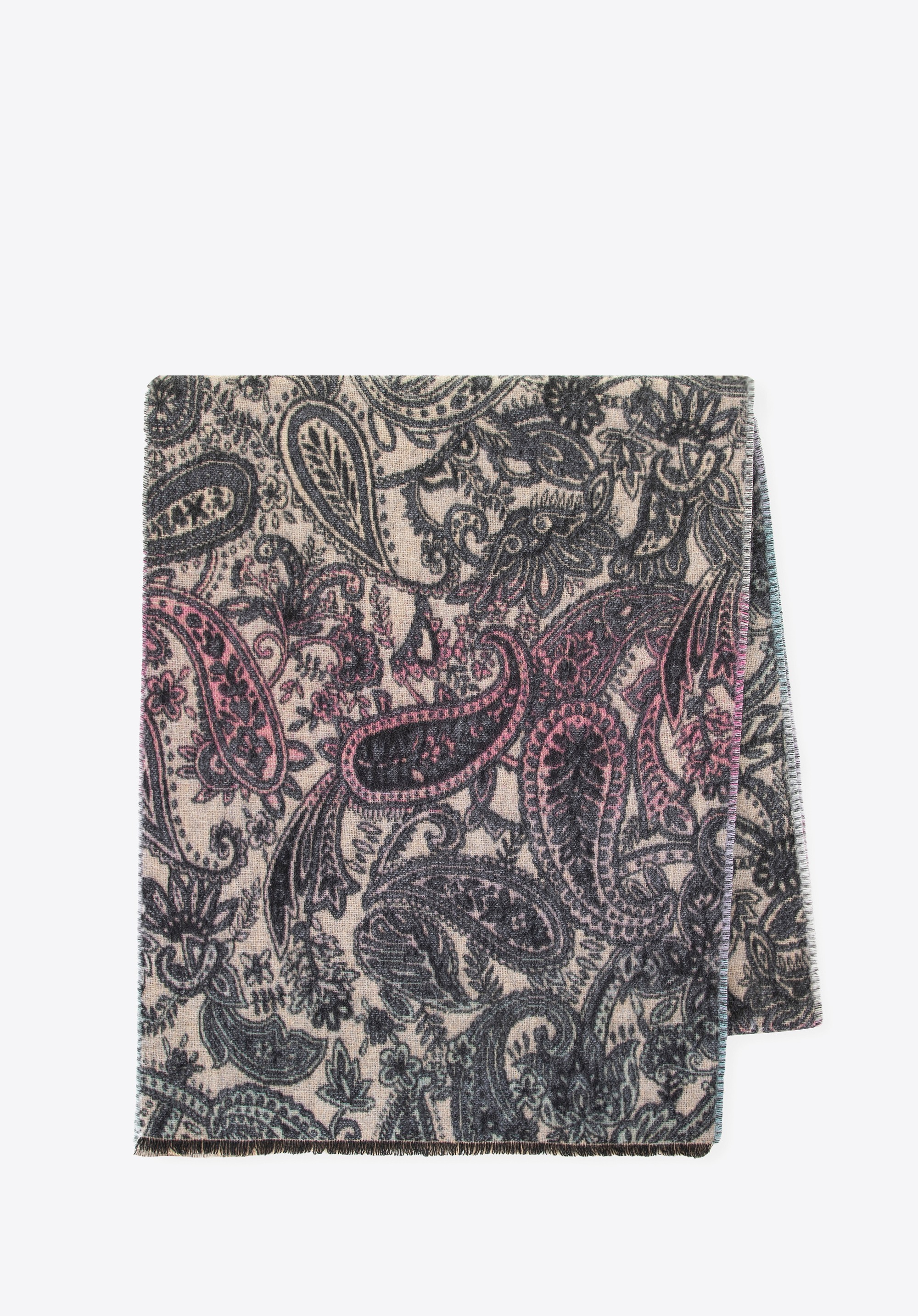 Damski szal w motyw orientu szaro - różowy