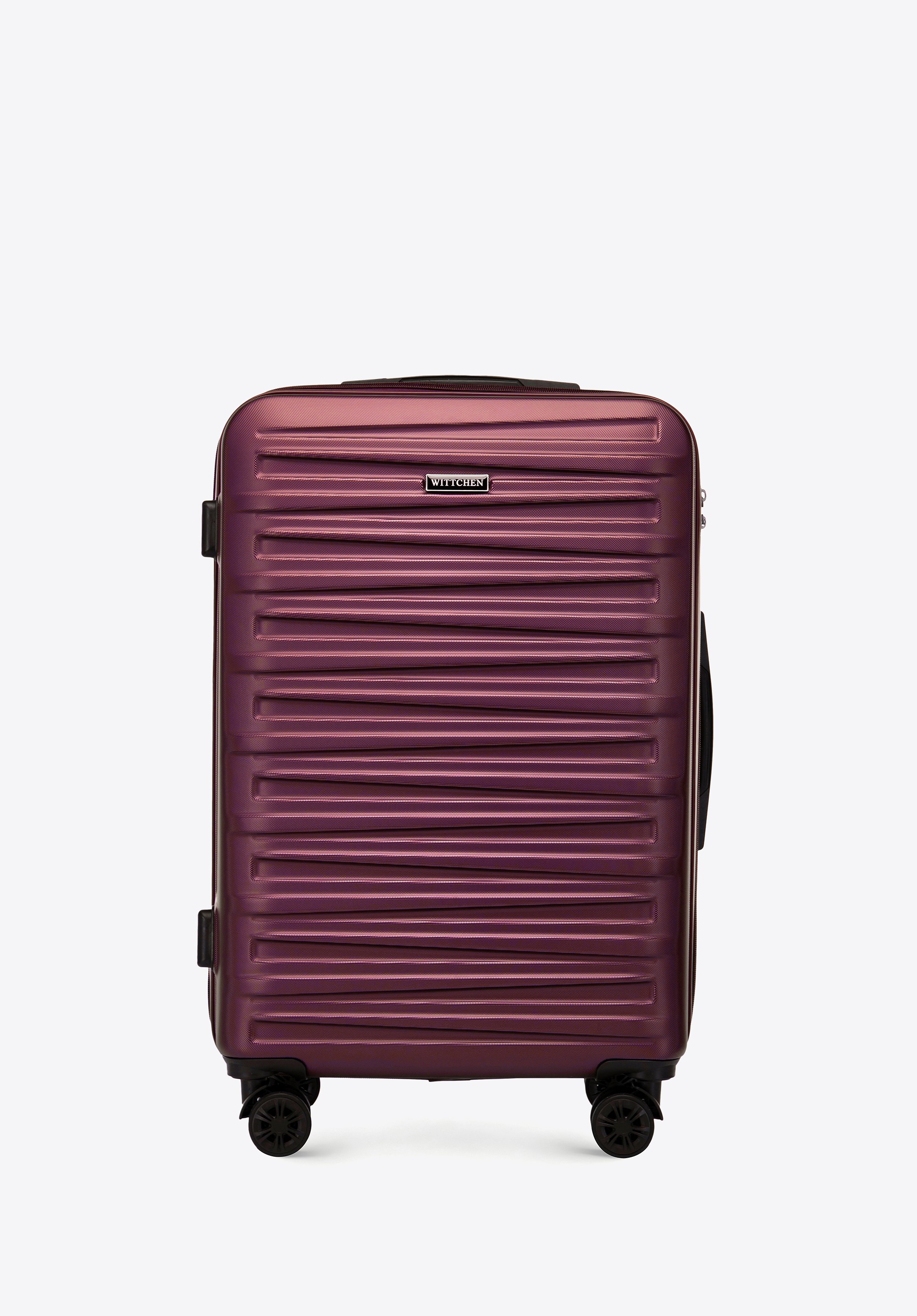 Średnia walizka z ABS-u w poziome tłoczenie bordowa