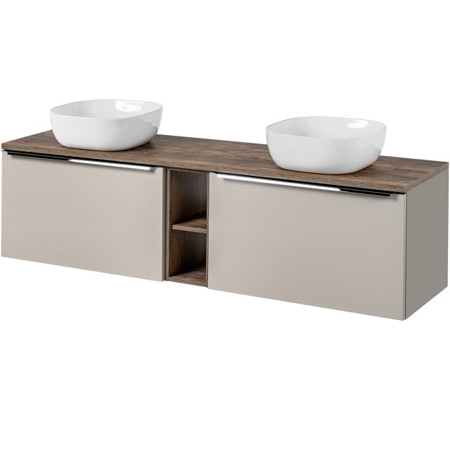 COMAD Zestaw mebli SANTA FE TAUPE 3 szafki z blatem OAK 180 cm, 2 umy